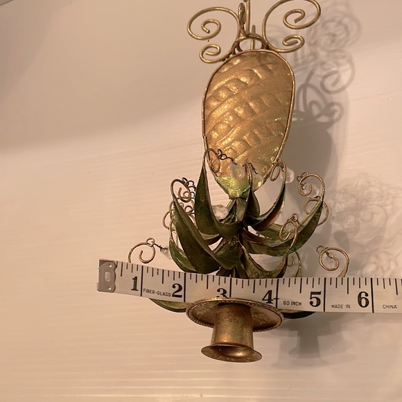 Pineapple 🍍 Detailed Candle Holder -w/ Hanging Clear Beads Must see - unique - Picture 6 of 14